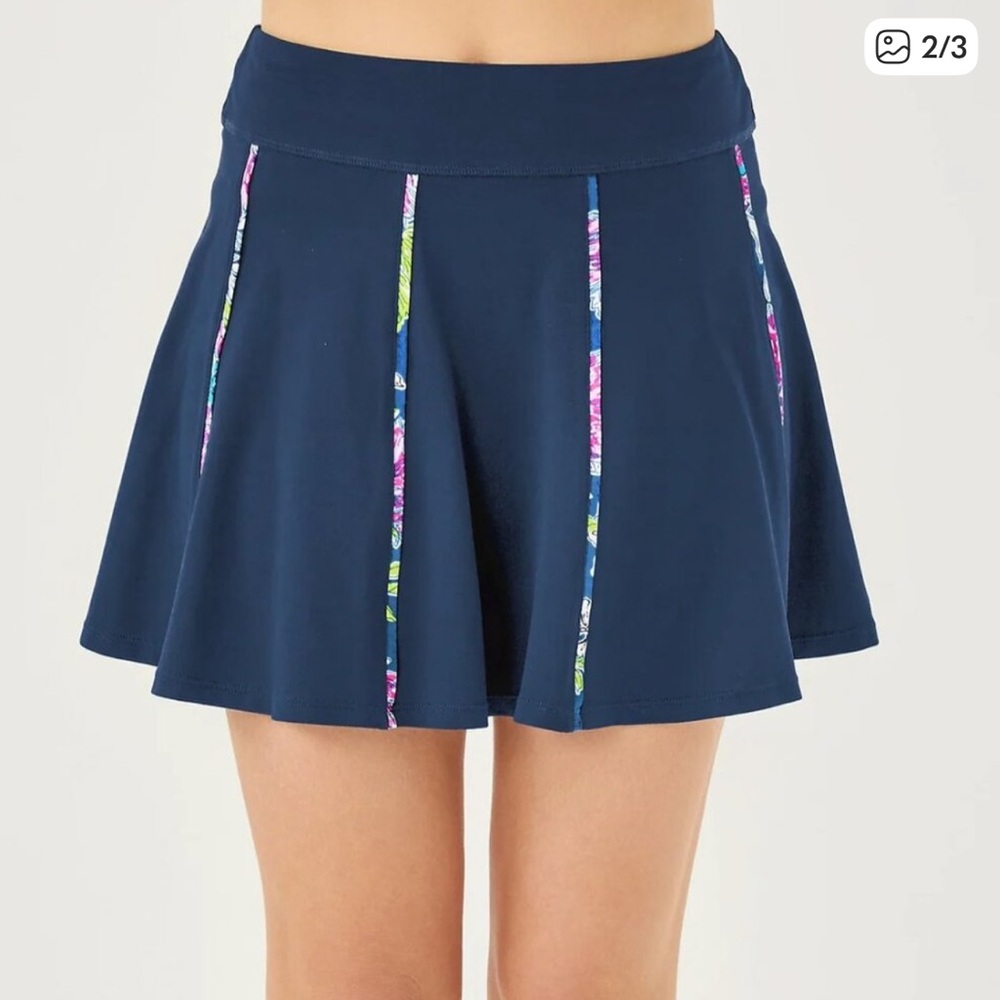 NWT Lilly Pulitzer Bungalo High Rise Skort UPF Navy Dahlia Licious Womens XXS